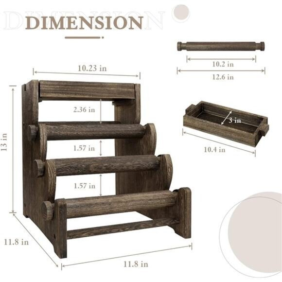 Wooden Bracelet Holder, Bangle Watch Necklace Display Storage Jewelry Holder - Picture 2 of 8